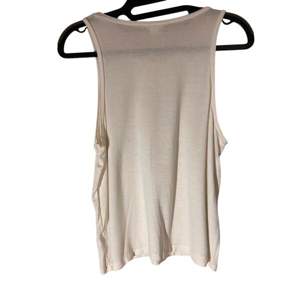 Aeropostale Tank Top‎ w/ Gold Metal Circles Swoop Neck Off White Women’s Medium - Picture 3 of 4